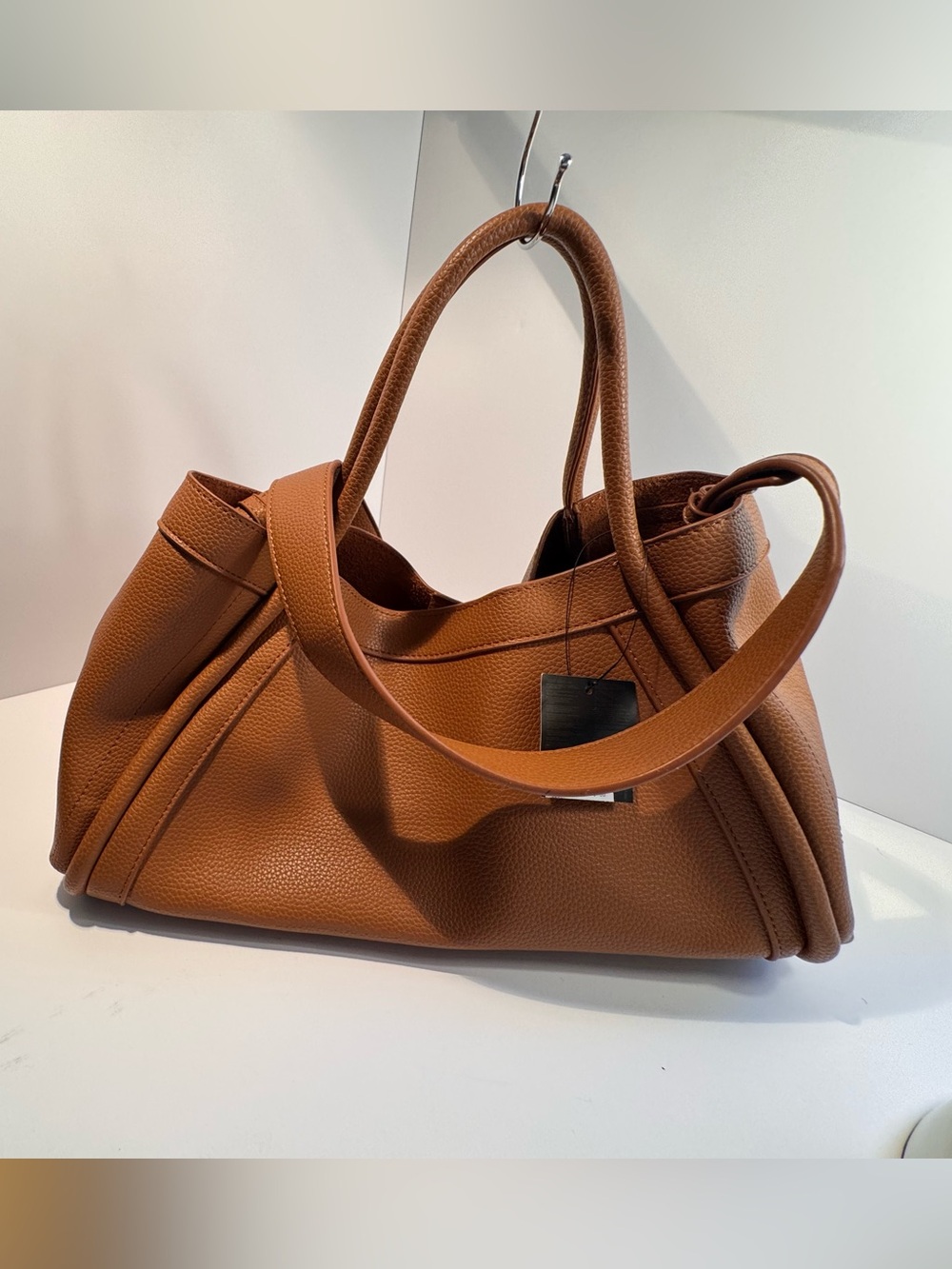 Forever 21 Cognac Pebbled Faux Leather Oversized Tote Bag NWOT